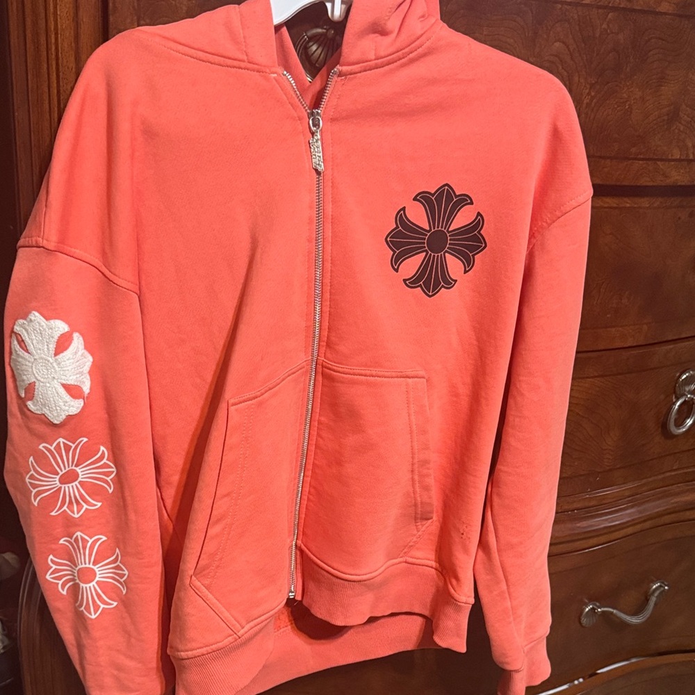 Chrome Hearts Coral Zip-Up with Floral Accents